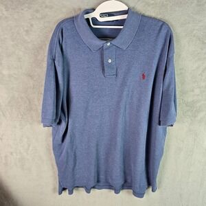 Polo Ralph Lauren Mens XL Blue Heather Cotton Short Sleeve Polo Shirt Red Pony